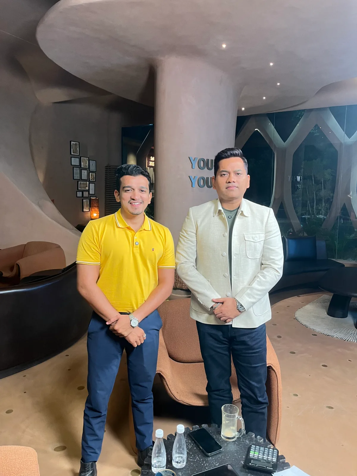 Siddhartha Sanghavi with host Krushang Dalwadi after recording the episode